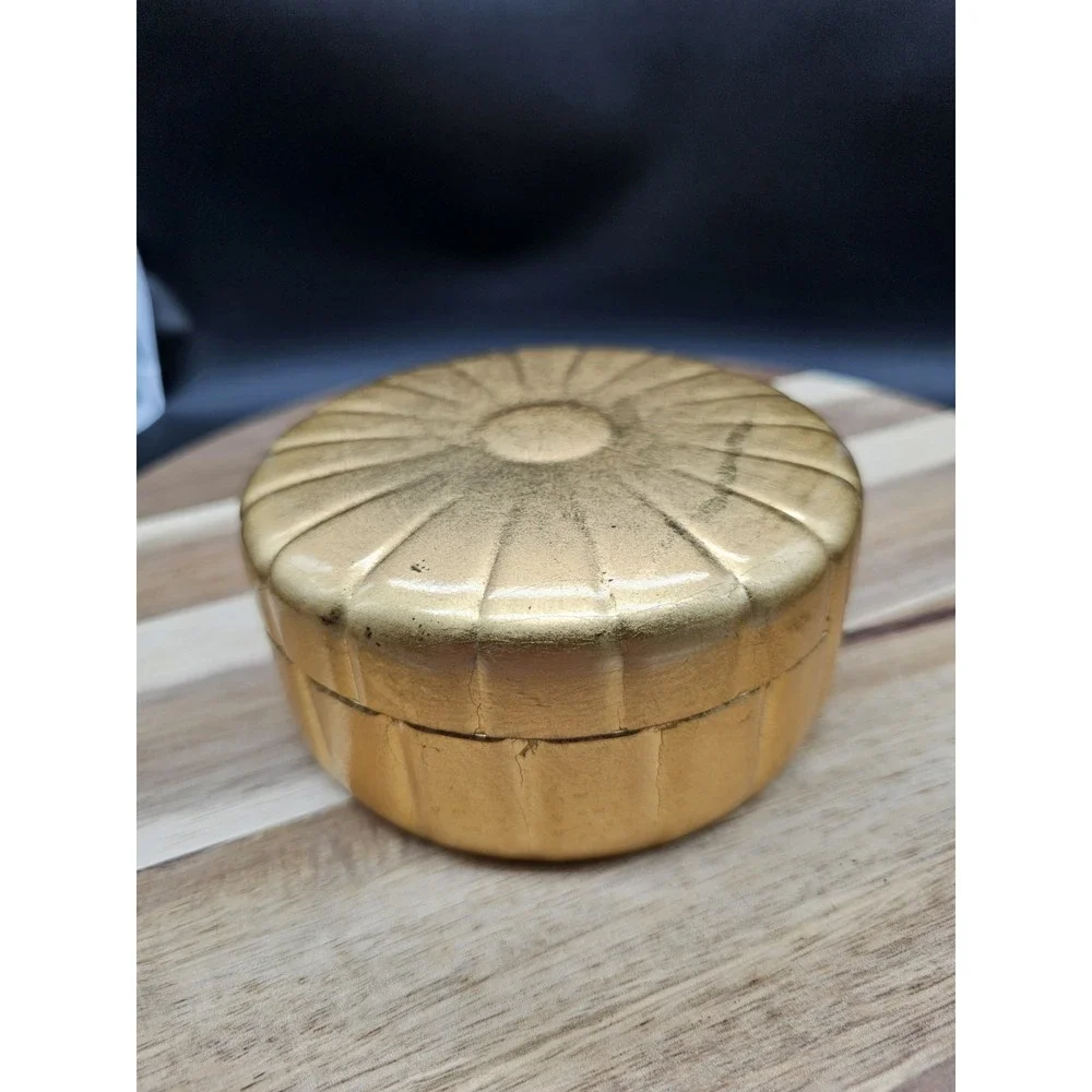 Vintage Otagiri Trinket Box/ Coaster Set Gold Laquer‎